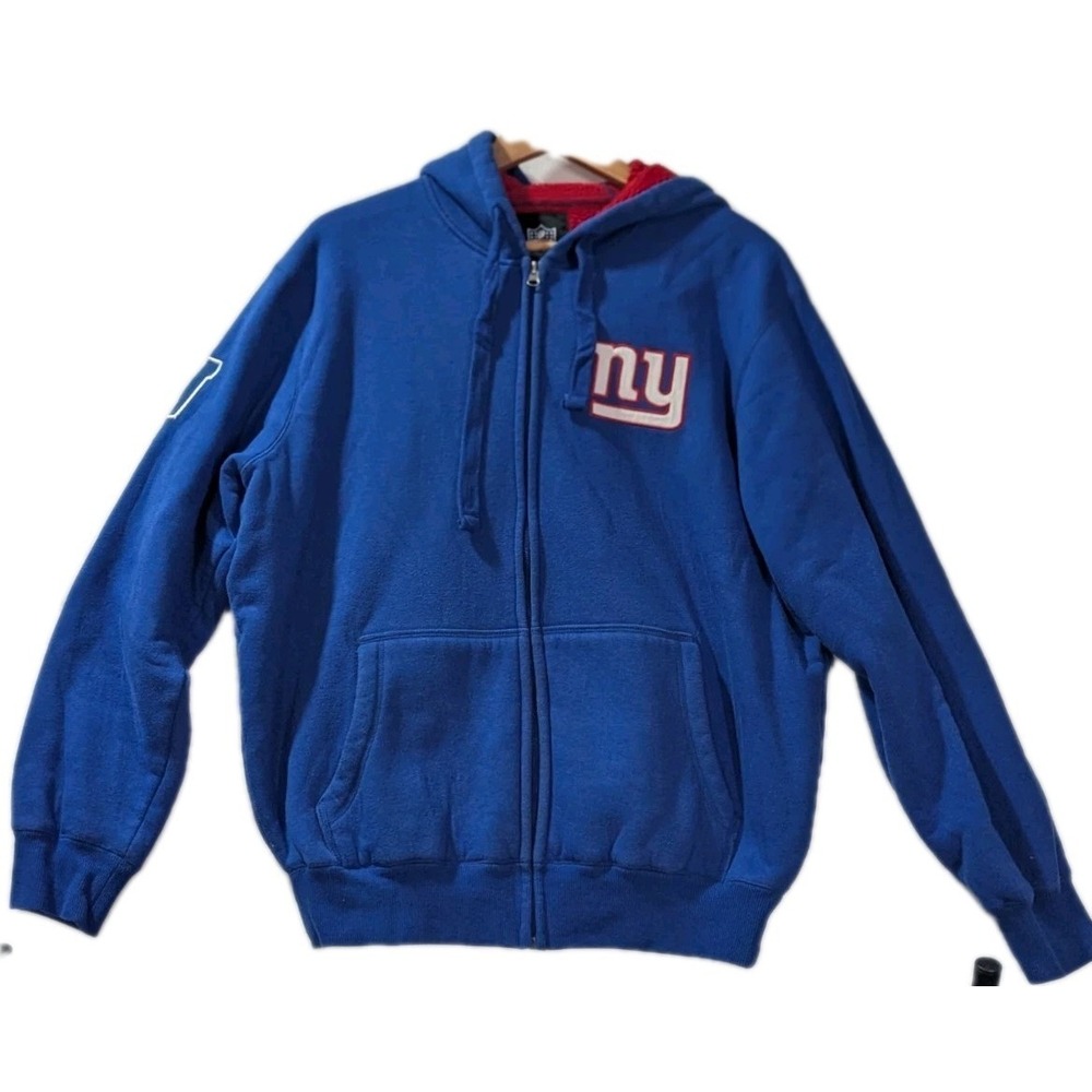 New York Giants NFL Full Zip Hoodie‎ Fleece Blue Mens M Y2K Football